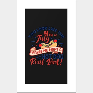 Copy of Funny 4th of July Hot Dog Wiener Comes Out Adult Humor Gift Posters and Art